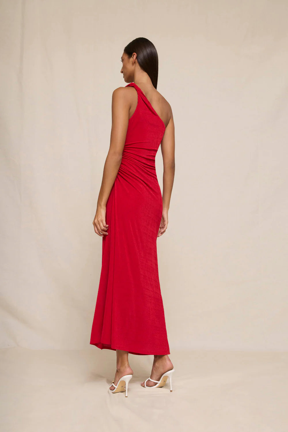 Carmine One Shoulder Dress by By Johnny