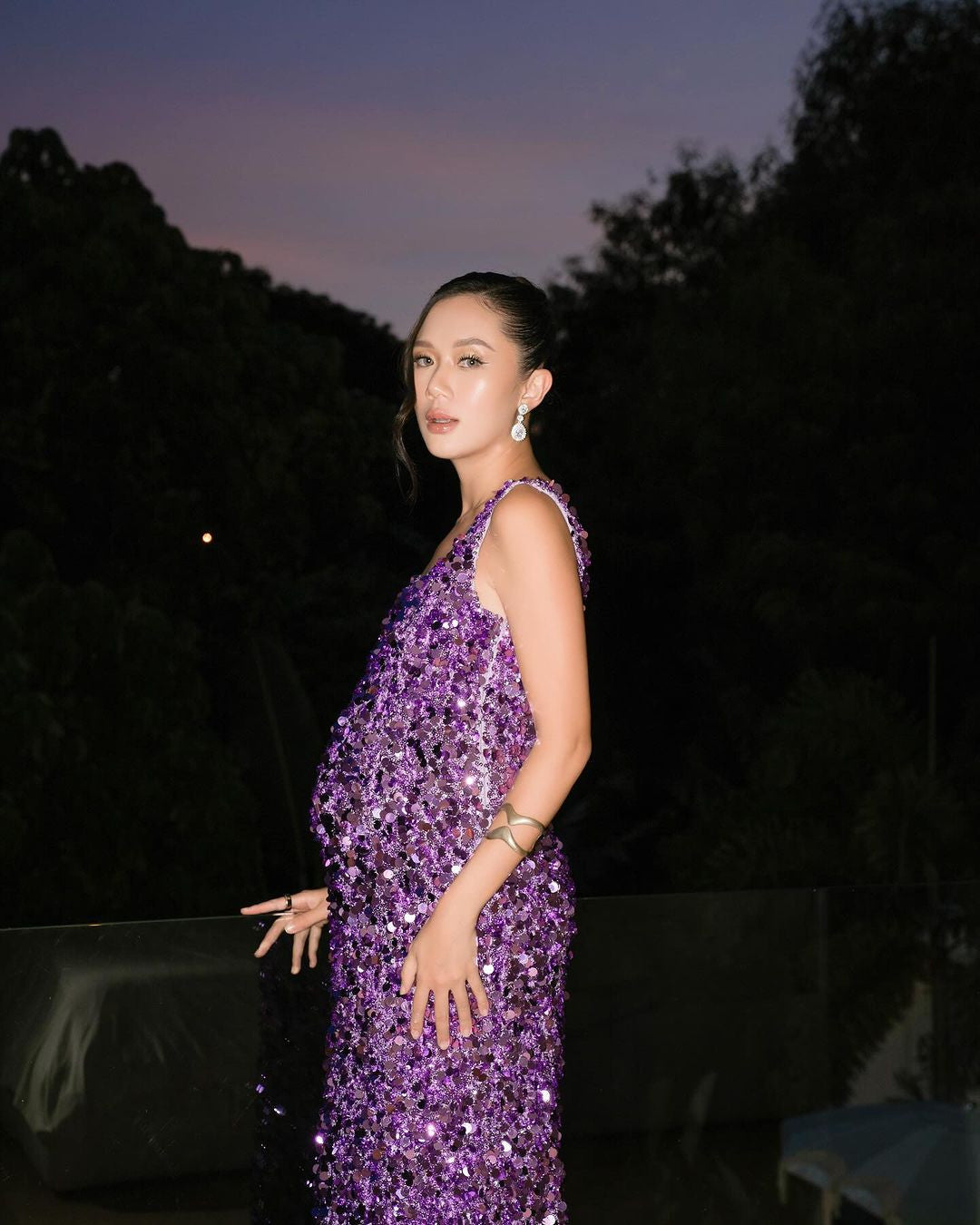 Adeline Sequin Low Back Gown – Lavender