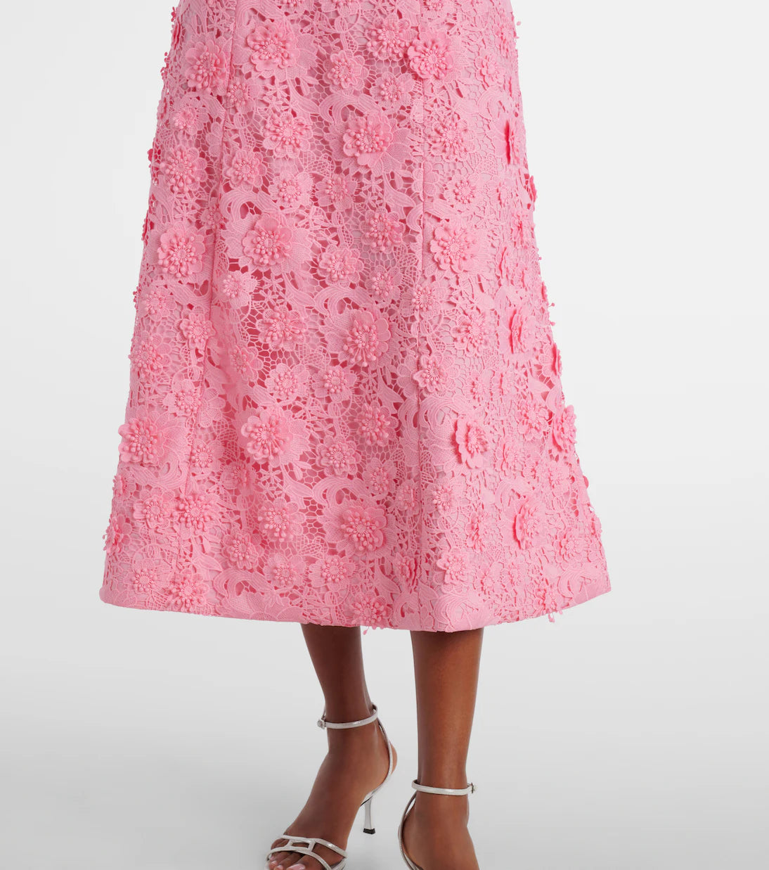 Odette floral lace midi dress Bubblegum by Leo Lin