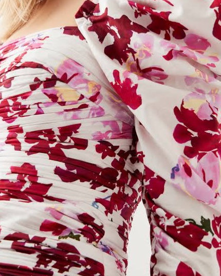 Marlene Roses Ruched Top & La Vie Bubble Mini Skirt Set By Aje