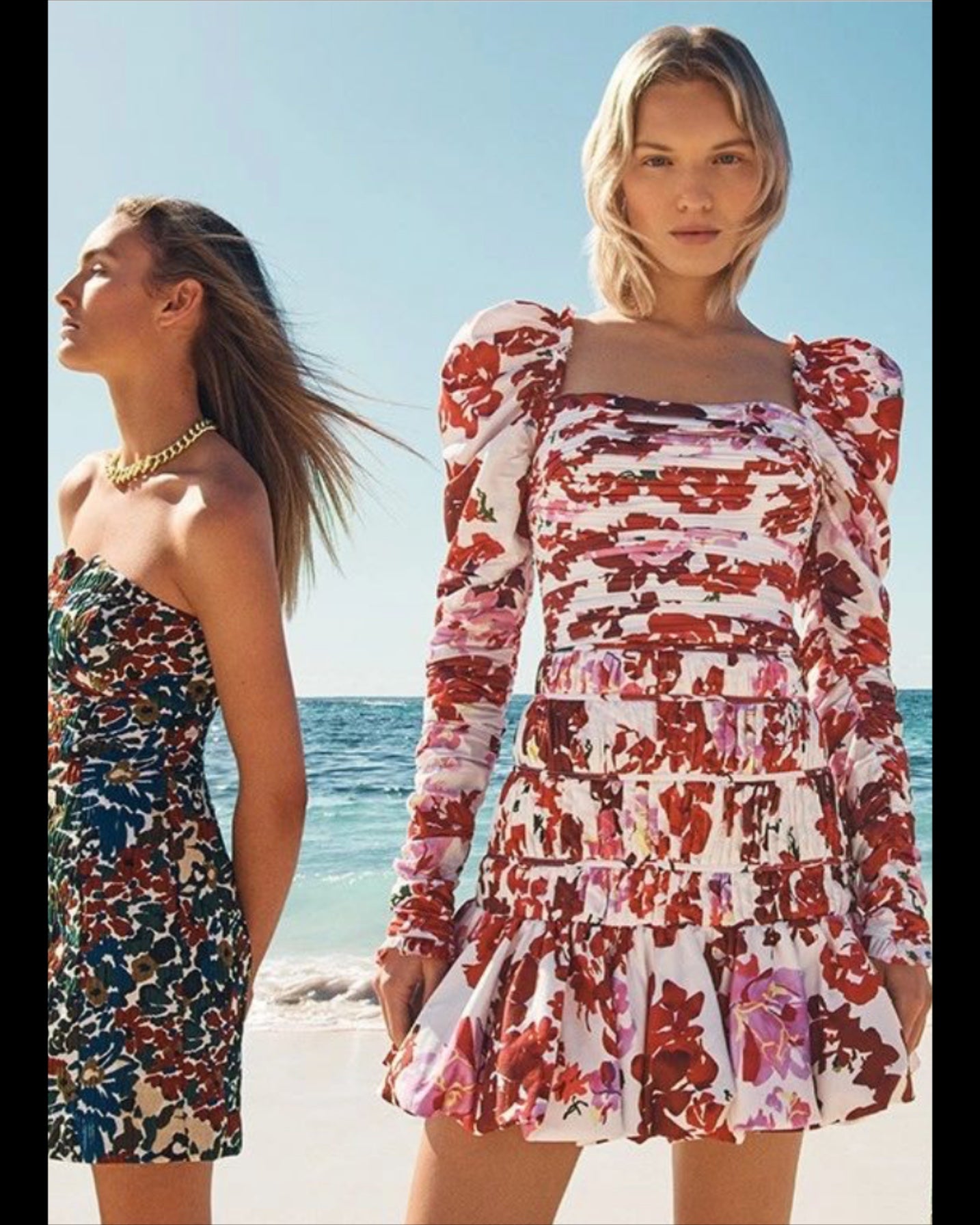 Marlene Roses Ruched Top & La Vie Bubble Mini Skirt Set By Aje