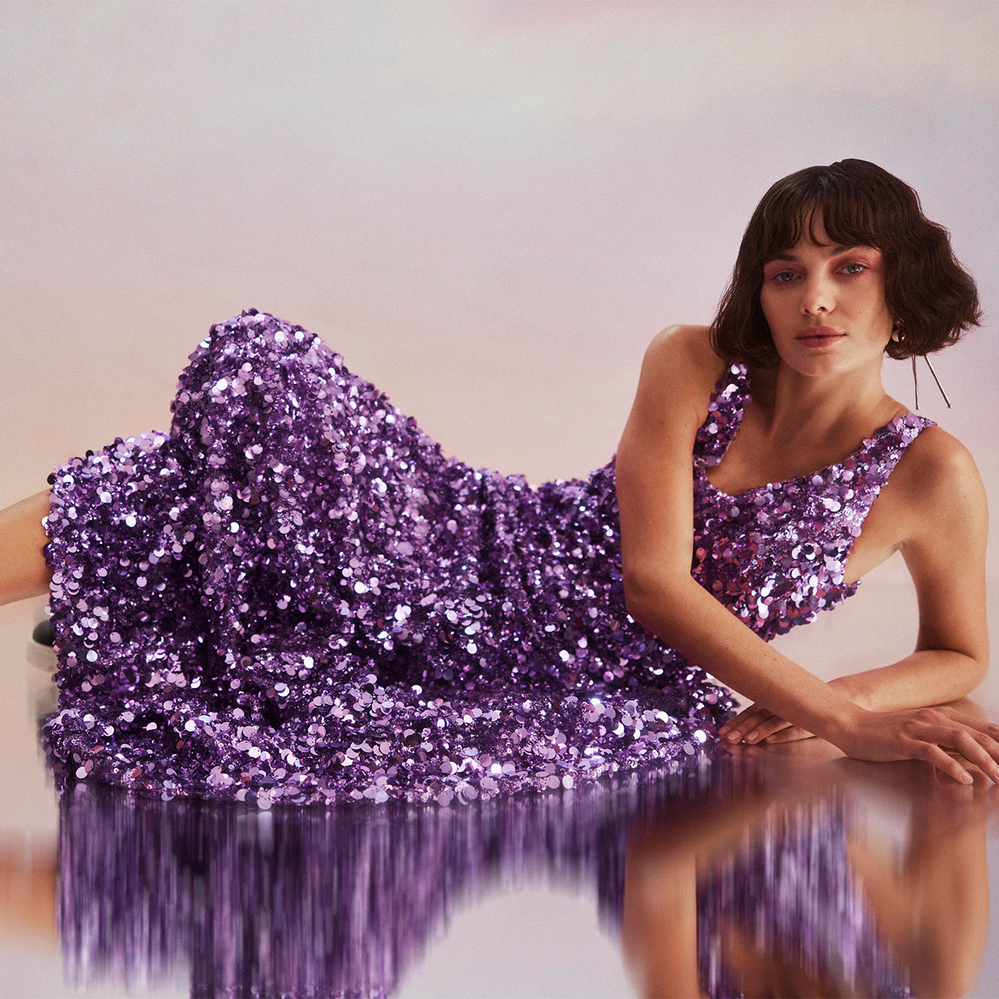 Adeline Sequin Low Back Gown – Lavender