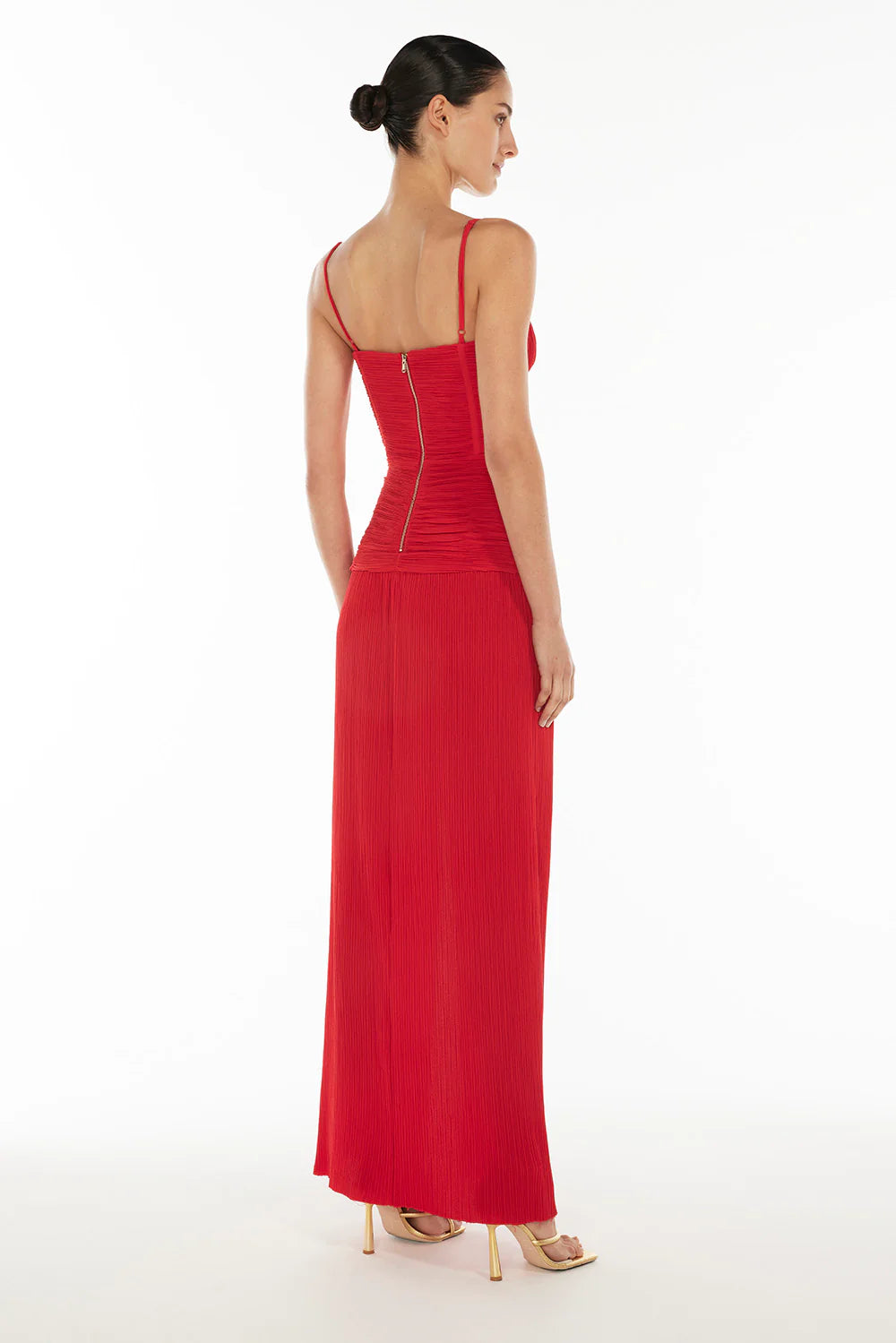 Double Time Plea Dress in Red by Manning Cartell