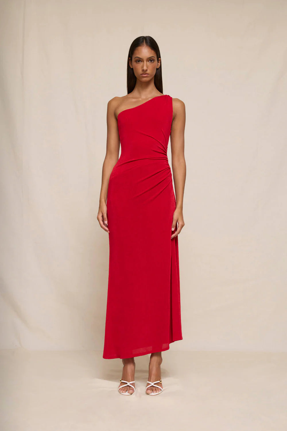 Carmine One Shoulder Dress by By Johnny