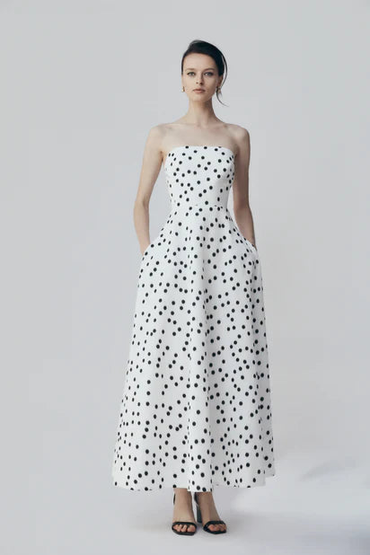Jacquard A-Line Strapless Gown by Carla Zampatti