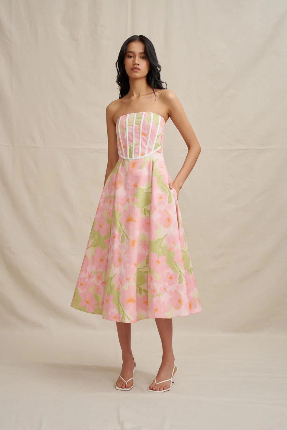 Azalia Floral Strapless Dress by By Johnny