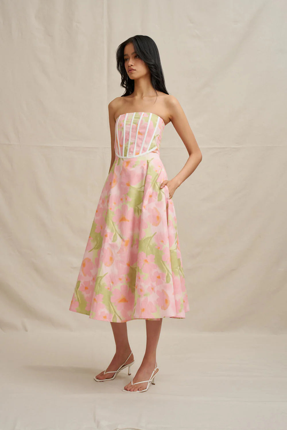 Azalia Floral Strapless Dress by By Johnny