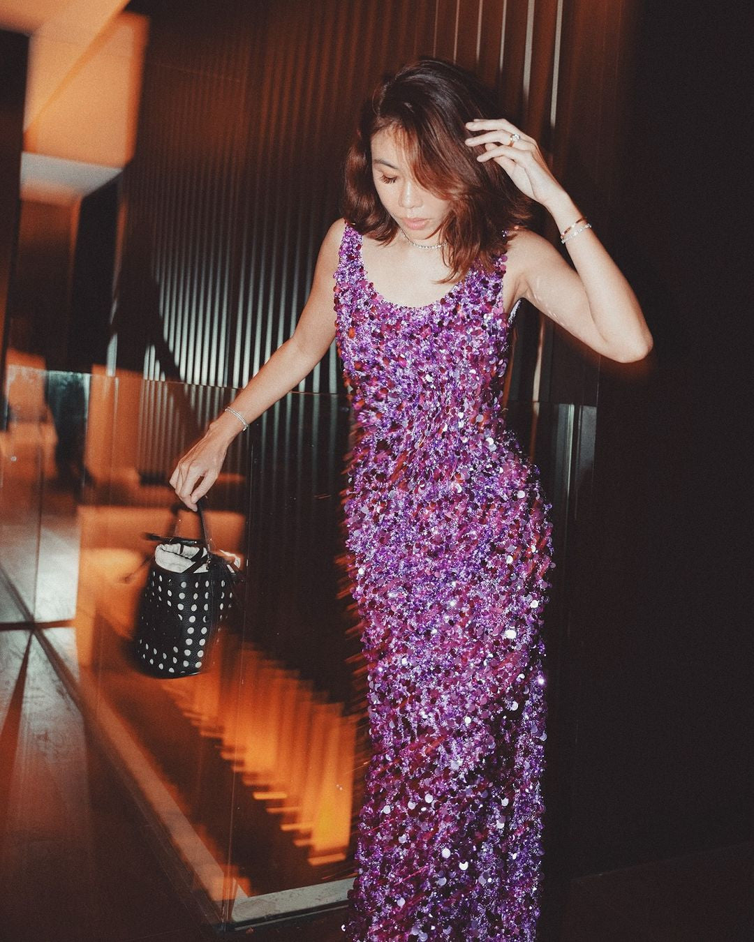 Adeline Sequin Low Back Gown – Lavender