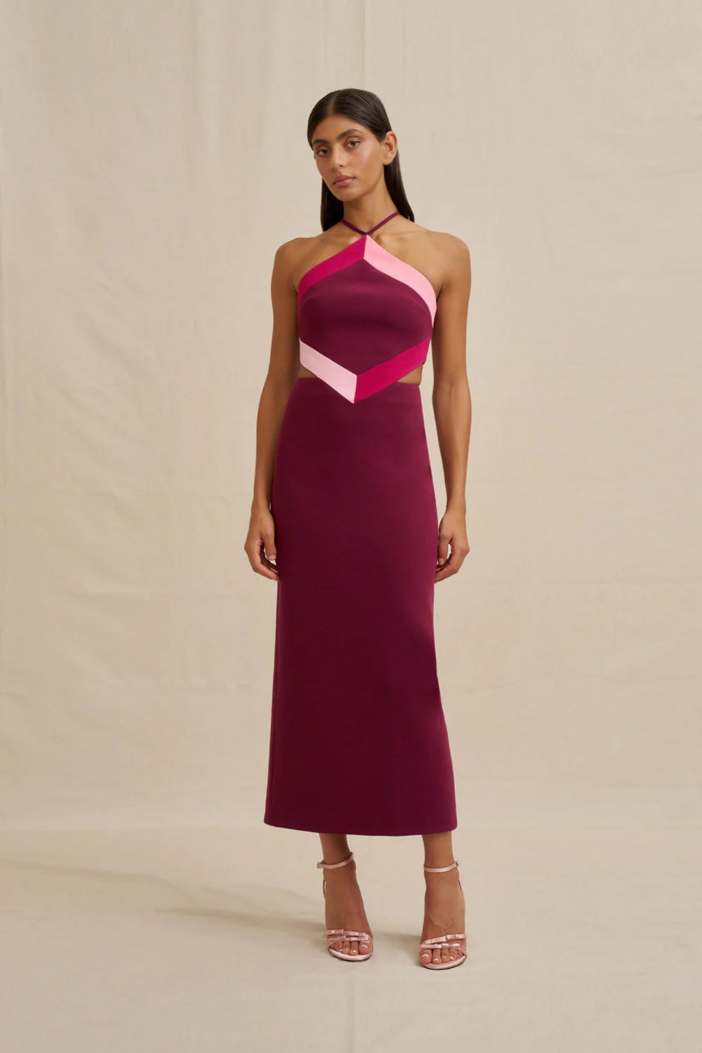 Diamond Halter Midi Dress by By Johnny