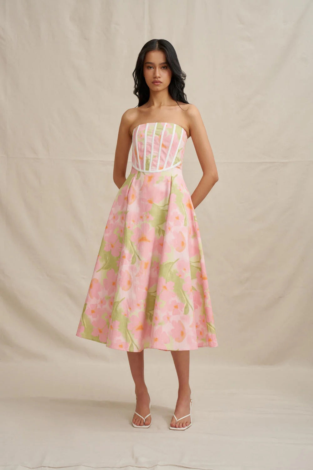Azalia Floral Strapless Dress by By Johnny