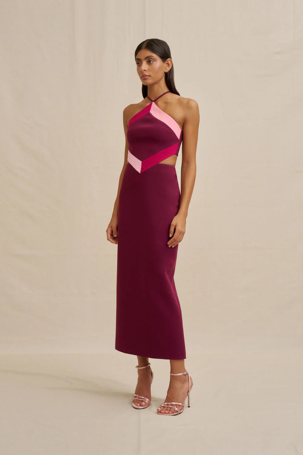 Diamond Halter Midi Dress by By Johnny