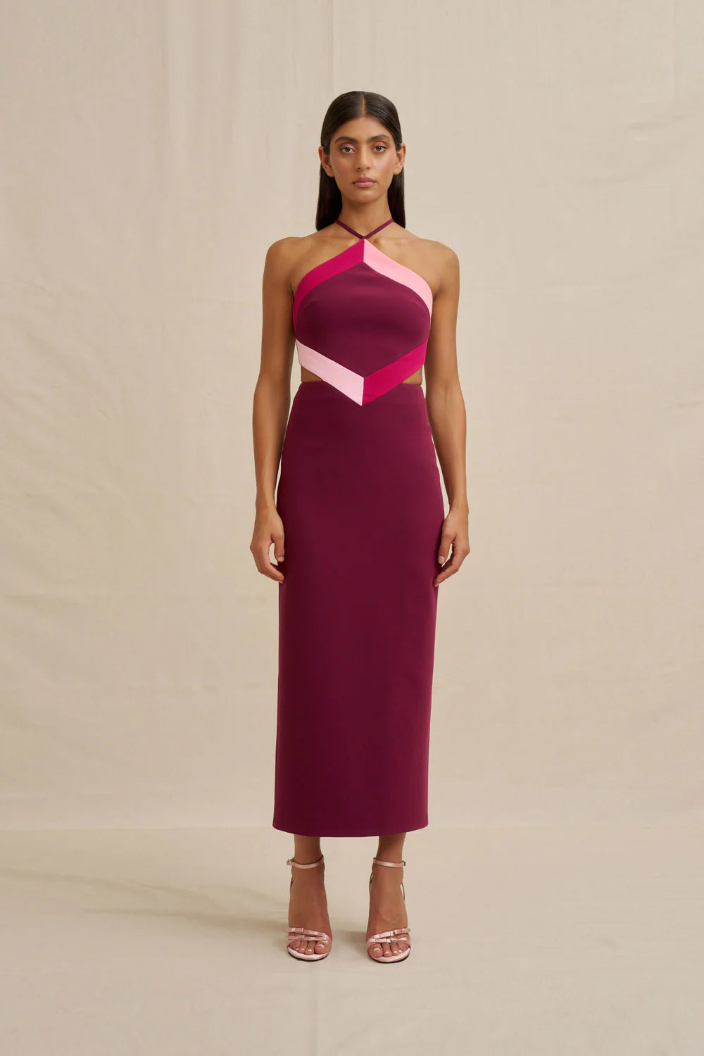 Diamond Halter Midi Dress by By Johnny