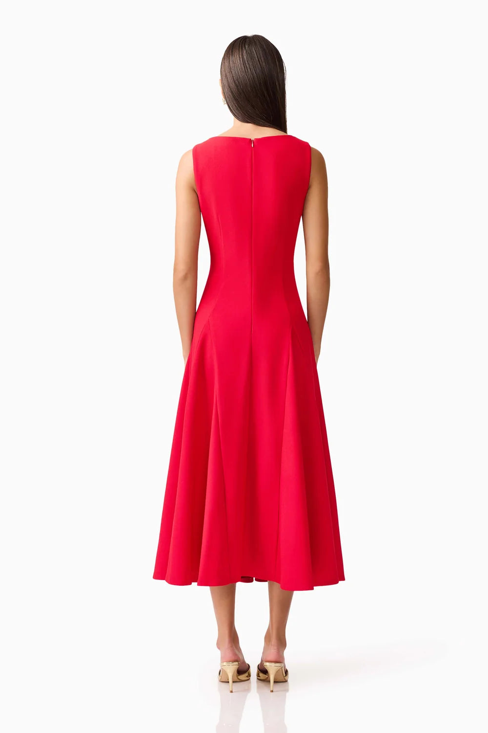 Lila A-Line Midi Dress in Red by Elliatt