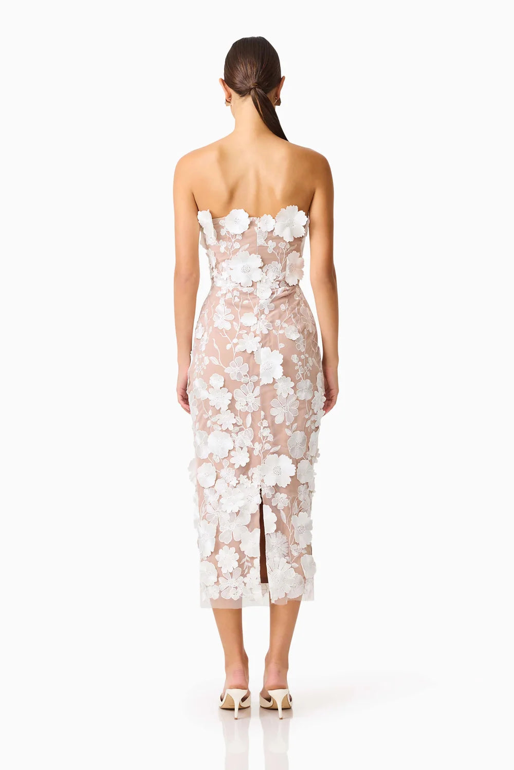 Helena Strapless Midi Dress In White by Elliatt