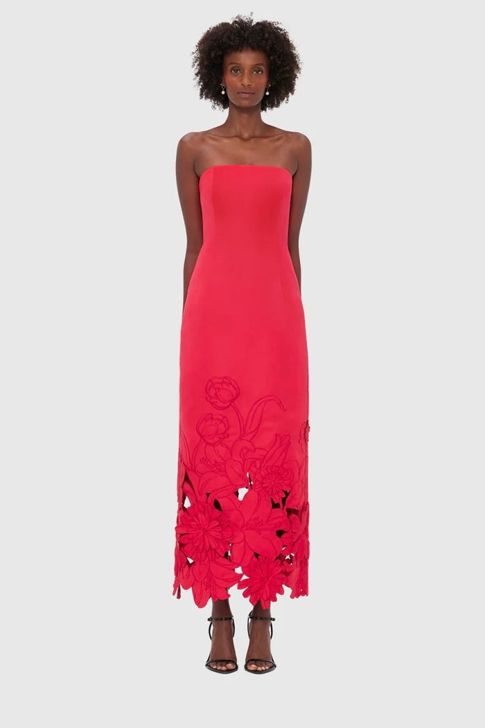 LEO LIN Rayna Appliqué Bustier Maxi Dress - Rosa