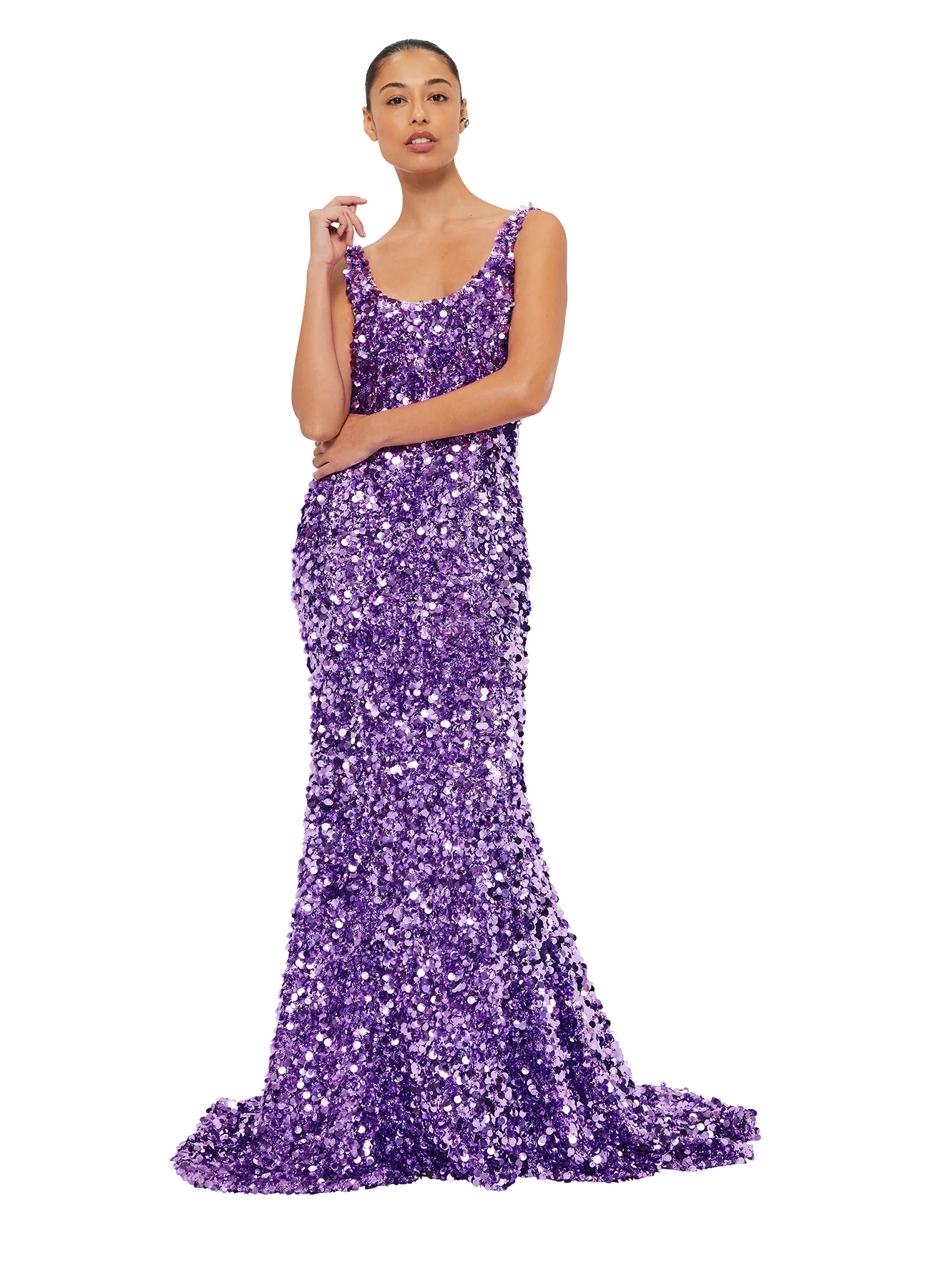 Adeline Sequin Low Back Gown – Lavender