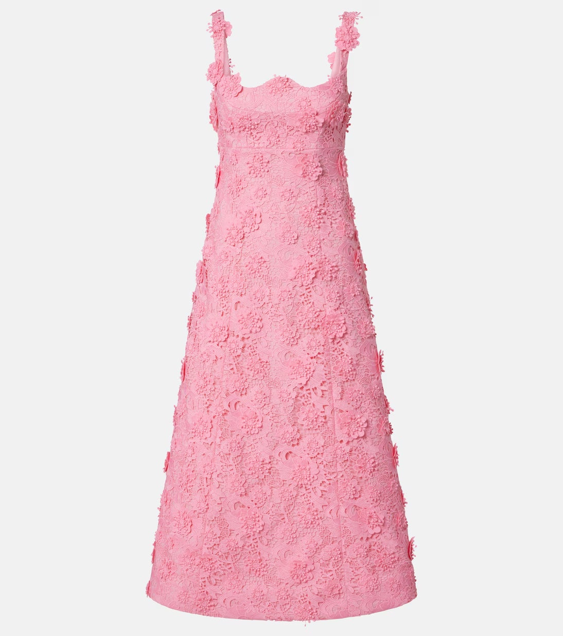 Odette floral lace midi dress Bubblegum by Leo Lin