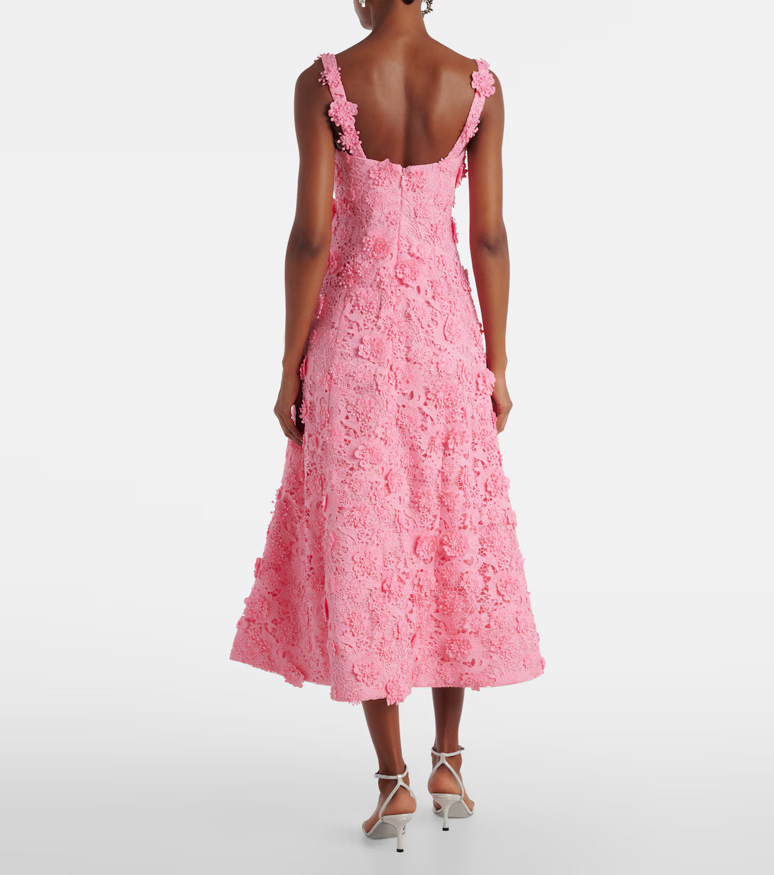 Odette floral lace midi dress Bubblegum by Leo Lin