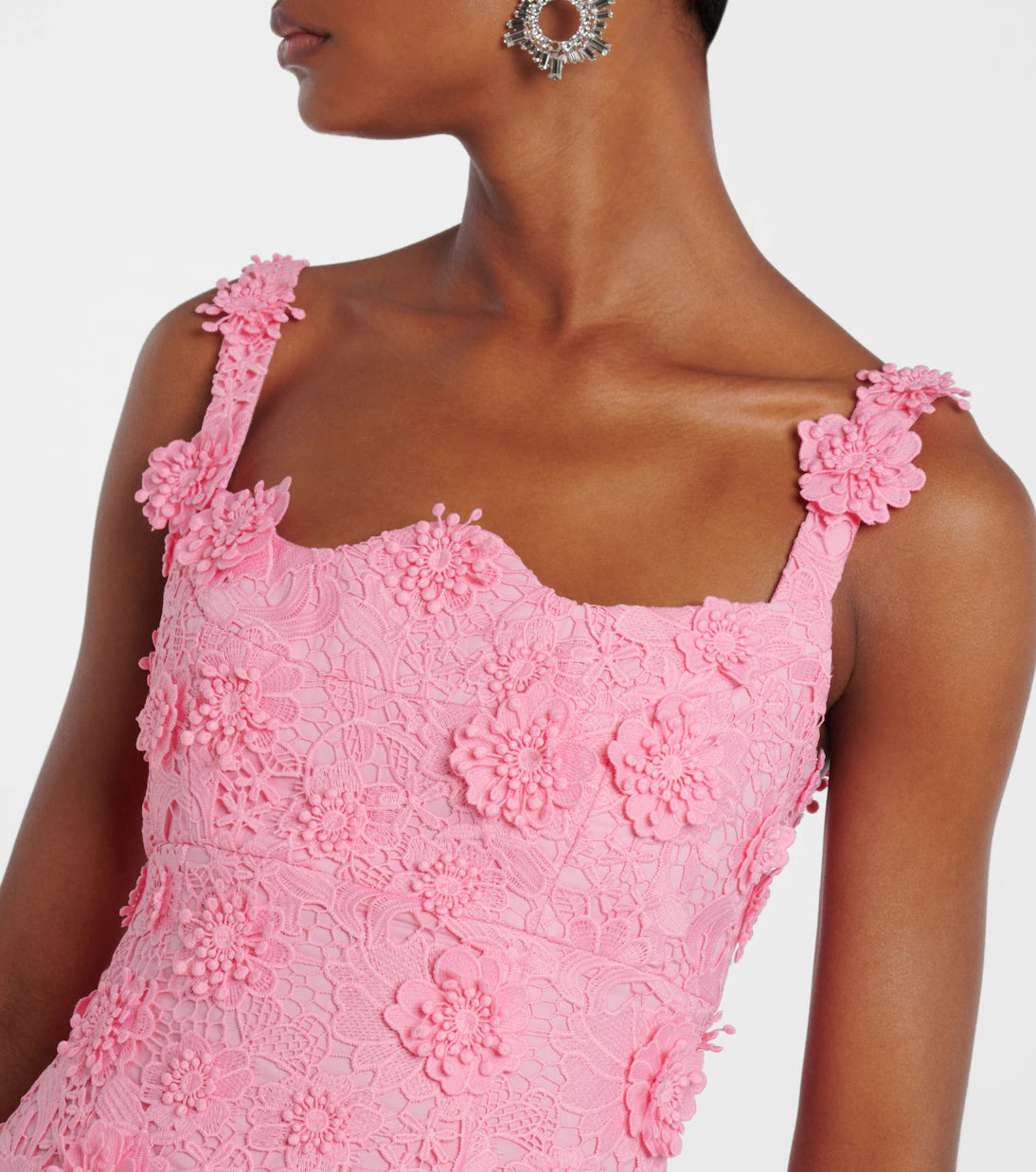 Odette floral lace midi dress Bubblegum by Leo Lin