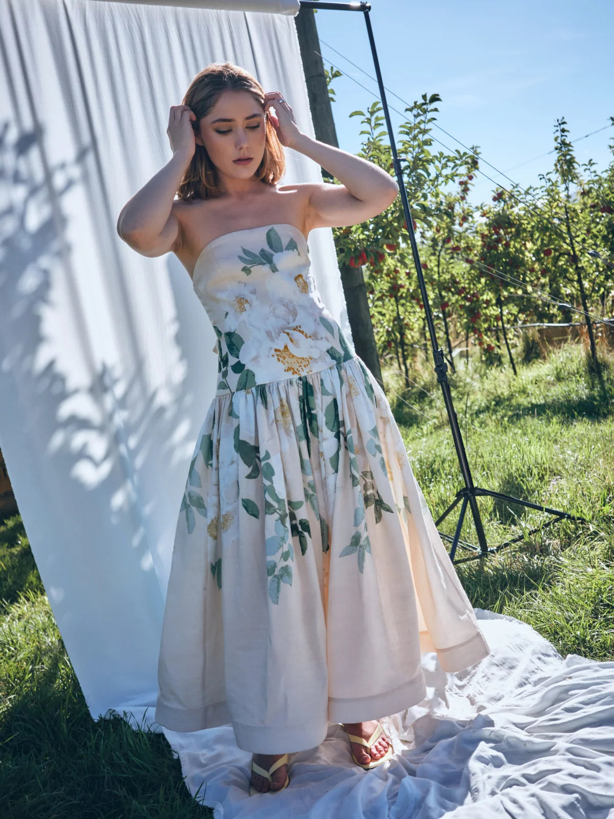 She is Tenacious linen midi dress By Victoria Bliss