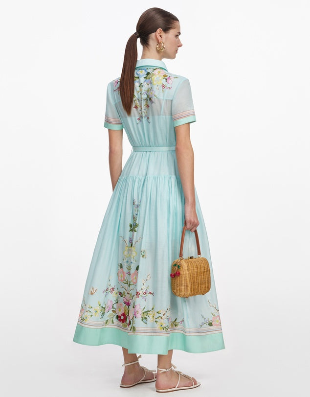 Mint Floral Organza Midi Dress by Self Portrait